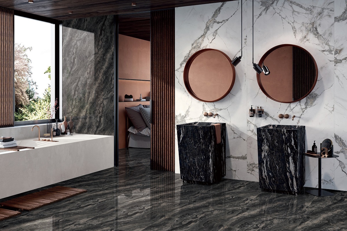 गहरे रंग का स्लैब चमकता हुआ पोरेलेन टाइल