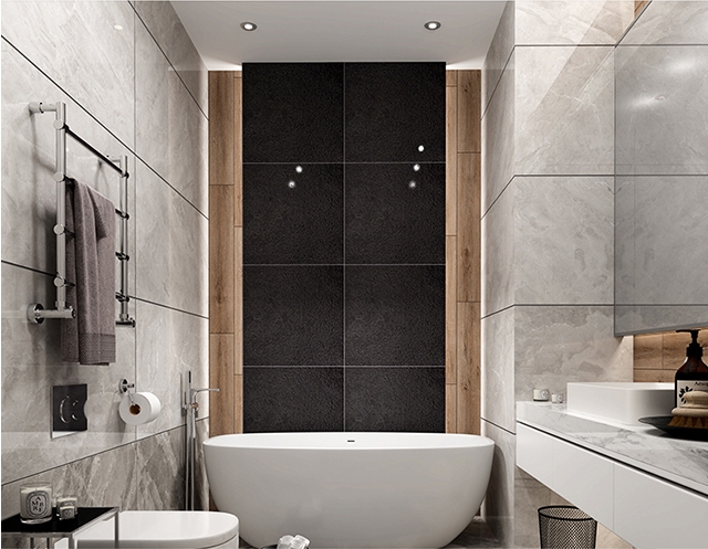 काले बलुआ पत्थर से ढली चमकदार चीनी मिट्टी की टाइल