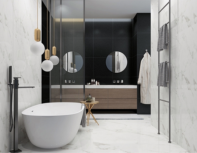 शावर दीवारों के लिए चमकदार चीनी मिट्टी की टाइल